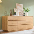 Standifurno Natural Dresser for Bedroom with 9 Drawers, 63" Wide Modern Drawers with Curved Design, Wood Drawer Organizer for Living Room, Hallway by StandifurnoFurniture