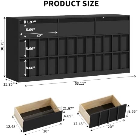 Fluted 9 Drawer Dresser for Bedroom,63" Wide Chest of Drawers w/LED Lights - Image 2