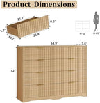 Fluted 8 Drawers Dresser for Bedroom, 55" Wide Wood Dressers, Natural Oak - Image 2
