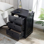 Farmhouse 3 Drawers Dresser for Bedroom,Black Dresser with Charging Station - Image 6
