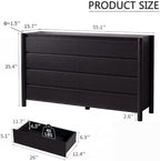 HOUROM Black Dresser for Bedroom,55" Wide 8 Drawer Mid Century Modern Chest - Image 2
