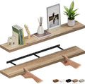 Ballucci Floating Shelves for Wall, 60" Wood Wall Shelf Set of 2, with Invisible Brackets for Bathroom, Living Room, Bedroom, Kitchen, Nursery, 8" Deep, Oak Finish by Ballucci