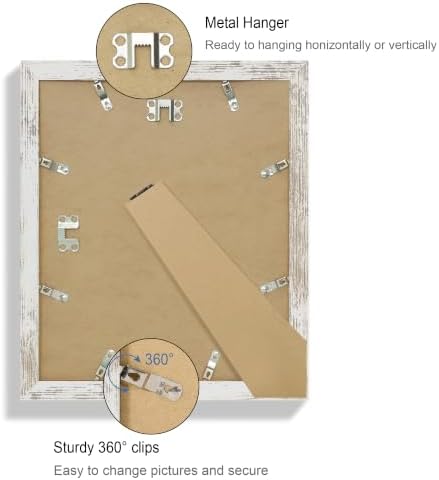 Hongkee 10x12 Picture Frame Set of 4, Made of Real Glass and Multicolour Frame - Display Picture 8x10 with Mat or 10x12 Without Mat, 10 by 12 Photo for Wall Mounting - Image 5