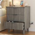 Lulive Wood 3 Drawers Dresser w/Charging Station, Modern Fluted Night Stand by Lulive