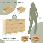 Decofy 55" W Fluted 7-Drawer Dresser for Bedroom, Natural Oak - Image 2