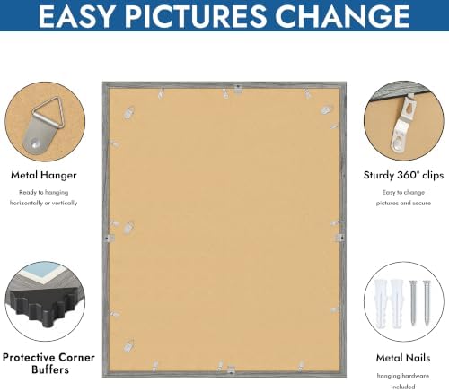 Hongkee 24x30 Frame Set of 4, 24 x 30 Grey Wood Style(Mat 18x24) - Image 5