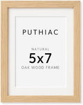 puthiac 5x7 Solid Oak Wood Picture Frame with 4x6 Mat, Natural Oak, 1 Pack by PUTHIAC