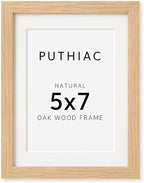 puthiac 5x7 Solid Oak Wood Picture Frame with 4x6 Mat, Natural Oak, 1 Pack by PUTHIAC