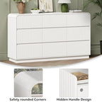 Wodeer White Dresser Fluted 9 Drawers Dresser for Bedroom, 59" Wide Wood Chest of Drawers with Hidden Handles & Rounded Corners, Modern TV Stand Storage Cabinet for Living Room, Hallway, Entryway - Image 5