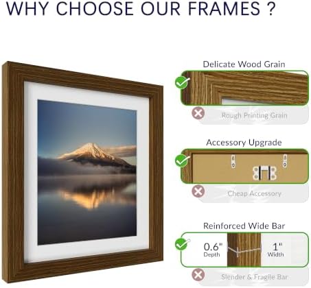 12x12 Poster Frame, Rustic Brown Wood Frame with 10x10 Mat, 3 Pack - Image 4