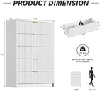 Furniway White Dresser for Bedroom, Modern Dresser with 5 Drawers and Smooth Slides, Wide Chest of Drawers with Golden Handles for Bedroom, Living Room, Closet, 15.7" D x 31.5" W x 47.2" H - Image 2