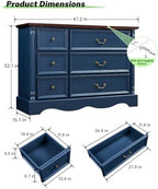 Farmhouse 6-Drawer Dresser with Charging Station for Bedroom - Image 2