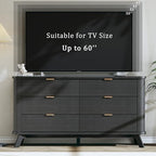 HUAHUU Fluted 6 Drawers Dresser for Bedroom, 55" Mid Century Modern & Chests of Drawers, Curved Profile Design, TV Stand, Wood Storage Dresser for Entryway, Hallway, Black - Image 7