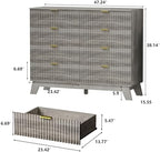 HUANLEGO 48" W Tall Fluted Dresser for Bedroom with 8 Drawer, Grey - Image 2