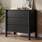 HOUROM Black 3 Drawer Dresser for Bedroom, Mid Century Modern Chest by HOUROMDresserforBedroom