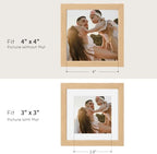 puthiac 4x4 Solid Oak Wood Picture Frame with 3x3 Mat, Natural Oak, 1 Pack - Image 4