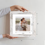 Hongkee 8x8 Picture Frames Set of 4, Made of Glass and Distressed White Wooden Frame - Display Picture 6x6 with Mat or 8 x 8 Without Mat, 8 by 8 Photo for Wall or Tabletop - Image 2