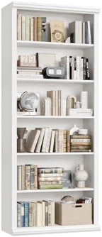 Rresyet Bookcase and Bookshelves, 28" W Tall Bookshelf, White - Image 6