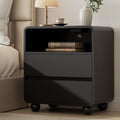 Lulive Night Stand, Bedside End Table with Charging Station, Black by Lulive