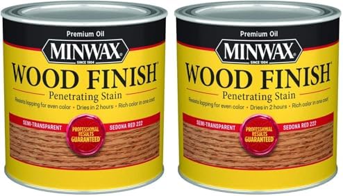 1/2 pt Minwax 22220 Sedona Red Wood Finish Oil-Based Wood Stain (Pack of 2) by Minwax