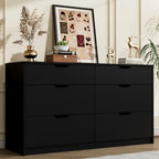 YESHOMY Black Dresser for Bedroom, 47.2" Modern Wood Chest with 6 Drawers by SearchallYESHOMY