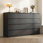 Black 12 Drawer Dresser for Bedroom,Modern Long Deep Drawer Dresser,Wood Storage Chest of Drawer, Storage Organizer Drawers for Bedroom by CIPACHOHOMEFURNITURE