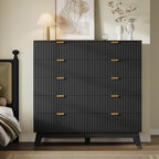 BORNOON 46" Tall Dresser for Bedroom, 10-Drawer Fluted Chest of Drawers, Modern Wood Highboy with Metal Slides and Handles, Anti-Tip Kit, Vertical Clothes Storage Organizer for Apartment, Closet - Image 3