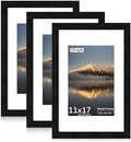 11x17 Poster Frame, Black Wood Frame with 8x12 Mat, 3 Pack by Unknown