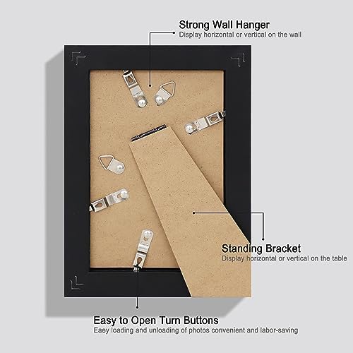 Hongkee 4x6 Picture Frame Set of 4, Made of Real Glass and Black Wooden Frame, 4 by 6 Photo for Wall or Tabletop - Display Picture 3.5x5 with Mat or 4x6 Without Mat - Image 3