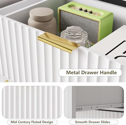 HUANLEGO 48" W Tall Fluted Dresser for Bedroom with 8 Drawer, White - Image 5
