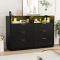 VOWNER Fluted 6 Drawers Dresser for Bedroom Chest of Drawers with 2 Shelves by VOWNER