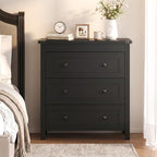 BORNOON 3-Drawer Dresser, Small Wooden Chest of Drawers with Metal Knobs, Water-Resistant Top, Storage Organizer with Anti-Tip Kit for Bedroom, Nursery, Living Room - Image 3