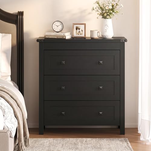 BORNOON 3-Drawer Dresser, Small Wooden Chest of Drawers with Metal Knobs, Water-Resistant Top, Storage Organizer with Anti-Tip Kit for Bedroom, Nursery, Living Room - Image 3