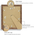 Hongkee 9x11 Picture Frame Set of 4, Made of Real Glass and Rustic Brown Frame - Display Picture 7x9 with Mat or 9x11 Without Mat, 9 by 11 Photo for Wall or Tabletop - Image 5