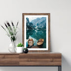 Hongkee 13x19 Picture Frame Set of 4, 13 x 19 Rustic Brown Wood(Mat 11x17) - Image 2