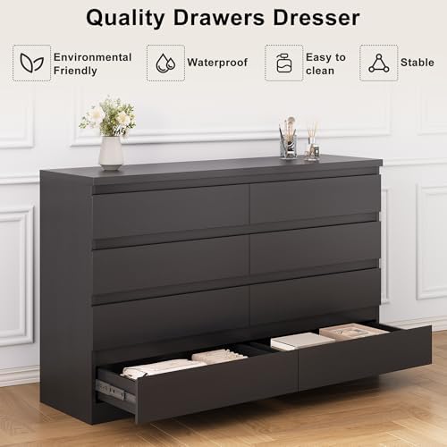 Jocoevol Black 8 Drawer Dresser for Bedroom (15.3" D x 55.2" W x 32.3" H) - Image 6