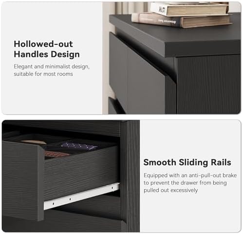 Black Tall 7 Drawer Dresser for Bedroom, Modern Wood Closet Dressers & Chests of Drawers with Jewelry Storage, 23.6" L*15.8" W*47.5" H in Large Vertical Dresser for Bedroom, Living Room, Nursery - Image 5