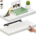Ballucci Floating Shelf, 2-Pack 24" White Floating Shelves for Wall, Wood Wall Shelf for Home Décor, Floating Shelves for Bathroom, Living Room, Bedroom, 8" Deep Wall Shelves by Ballucci