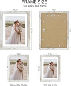 10x14 Picture Frame Set of 4, Made of Glass and Distressed White Wooden Frame, Display 8x12 Pictures with Mat or 30 x 40cm Diamond Painting Art without Mat for Wall Mounting, Gallery Photo Frames - Image 2