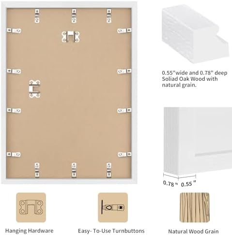 puthiac 24x36 Solid Oak Wood Picture Frame, White, 1 Pack - Image 3