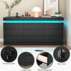Gyfimoie 9 Drawer Dresser with Power Outlet, Modern Dresser with LED Light - Image 6