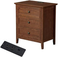 Karl home Brown Farmhouse Nightstand, Wide End Table with Charging Station by Karlhome