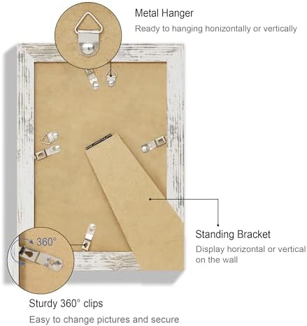 Hongkee 5.5 x 8.5 Diploma Frame Set of 4, Made of Real Glass and Distressed White Frame, 5.5 by 8.5 Photo for Wall or Tabletop - Image 5