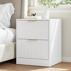 6 Drawer Dresser & 2-Drawer Nightstand Set 3-Piece, White丨55 Wide Bedroom Set Night Stand Set of 2 with Metal Handle, Fluted Wood Chest of Drawers Storage Dressers Set for Bedroom - Image 6