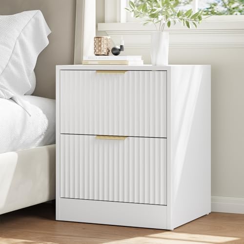 7 Drawer Dresser & 2-Drawer Nightstand Set 3-Piece, White丨55 Wide Bedroom Set Night Stand Set of 2 with Metal Handle, Fluted Wood Chest of Drawers Storage Dressers Set for Bedroom - Image 6