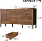 63in Walnut Fluted 9 Drawer Dresser for Bedroom,Mid Century Wood Chest - Image 2