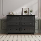 Black 6 Drawer Dresser, Vintage Chest of Drawers, 47.2'' Bedroom Cabinet by Scurrty
