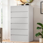 Standifurno White 56" Tall Dresser for Bedroom, Fluted Vertical Dresser with 6 Deep Drawers, Modern Chest of Drawers with Curved Profile, Wooden Drawer Organizer for Living Room, Hallway, Closet by StandifurnoFurniture