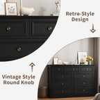 51" Wide Farmhouse 9 Drawer Dresser for Bedroom, Black - Image 6