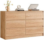 Chrangmay 6 Drawer Dresser,47.24" Wide Mid Century Chest of Drawers,Wooden Bedroom Drawer Dresser with 6 Storage Drawers for Bedroom,Living Room,with Anti-Tipping Device, Wood by Chrangmay